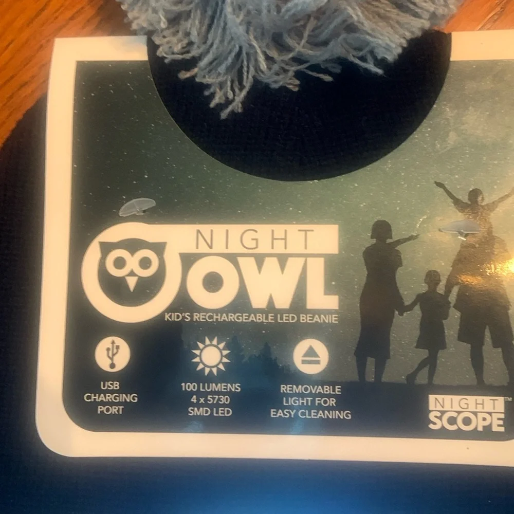 🎉HP🎉NWT Night Owl Kid’s Rechargeable LED Beanie - Light is Removable